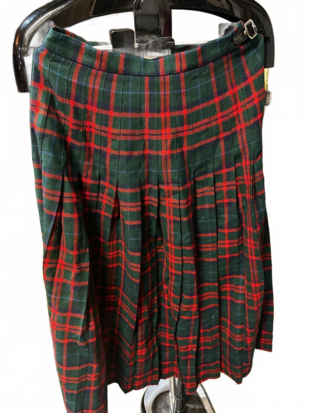 Vintage L.L. Bean 100% Wool Plaid/Tartan Pleated Skirt — Made in Scotland