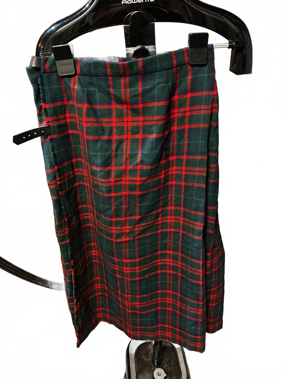 Vintage L.L. Bean 100% Wool Plaid/Tartan Pleated Skirt — Made in Scotland