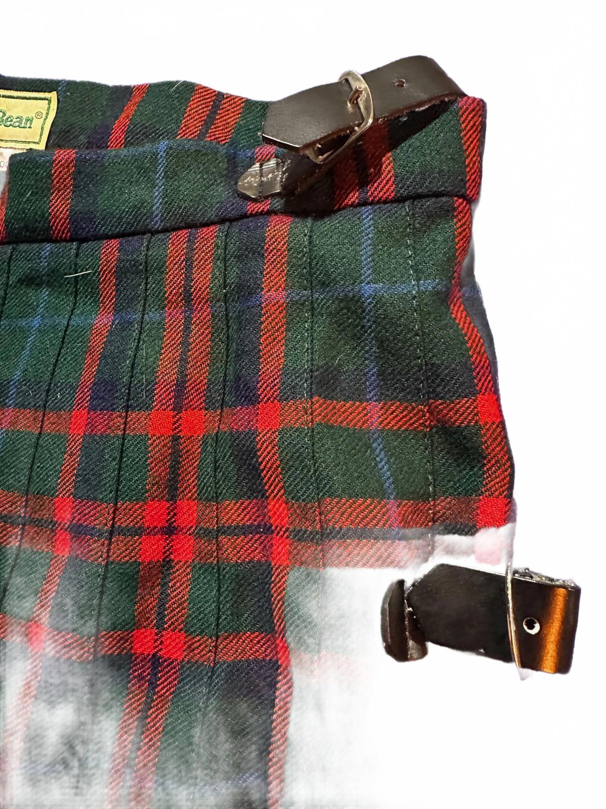 Vintage L.L. Bean 100% Wool Plaid/Tartan Pleated Skirt — Made in Scotland