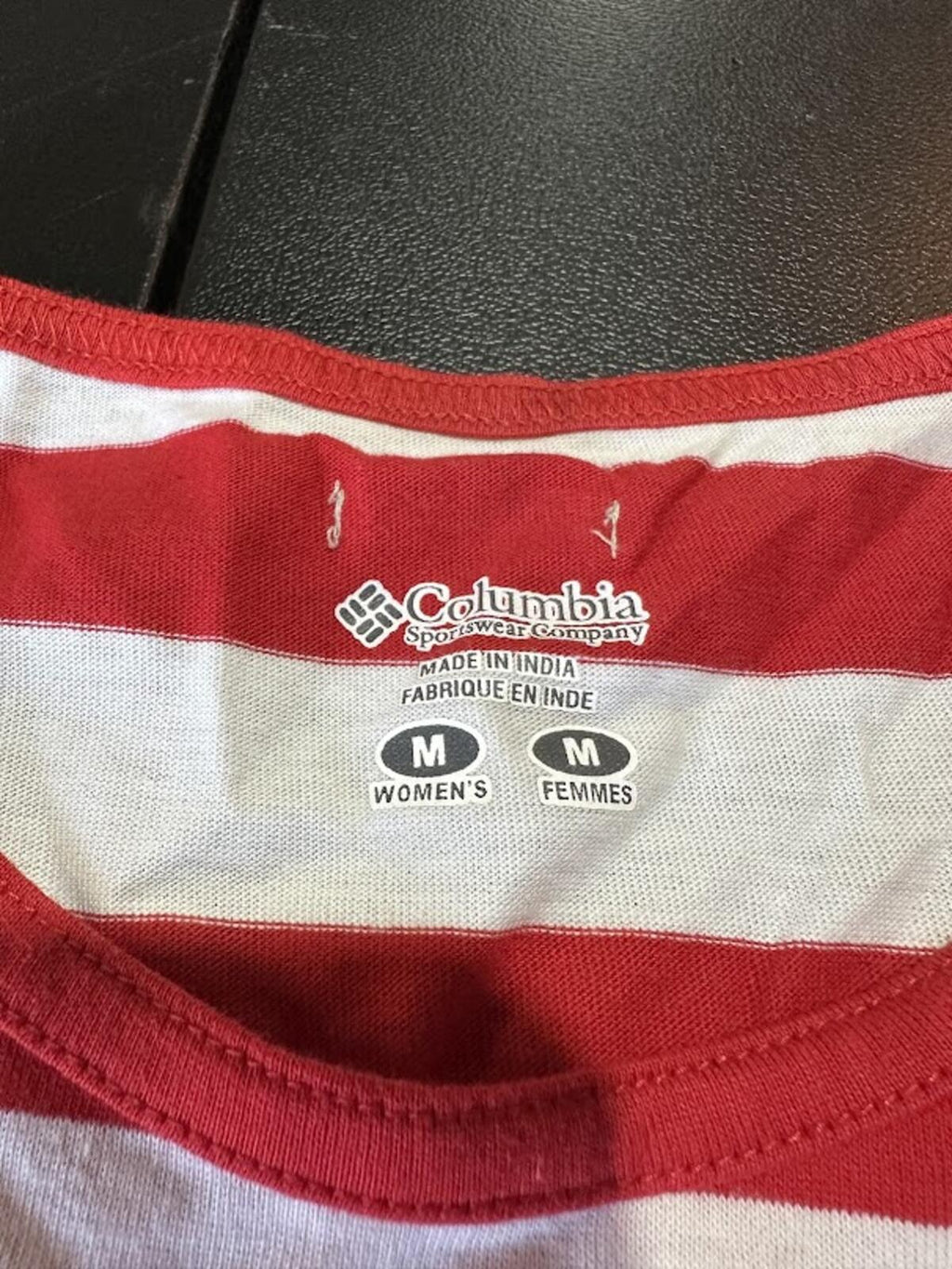 Columbia Striped Tee Red White Womens M NWT