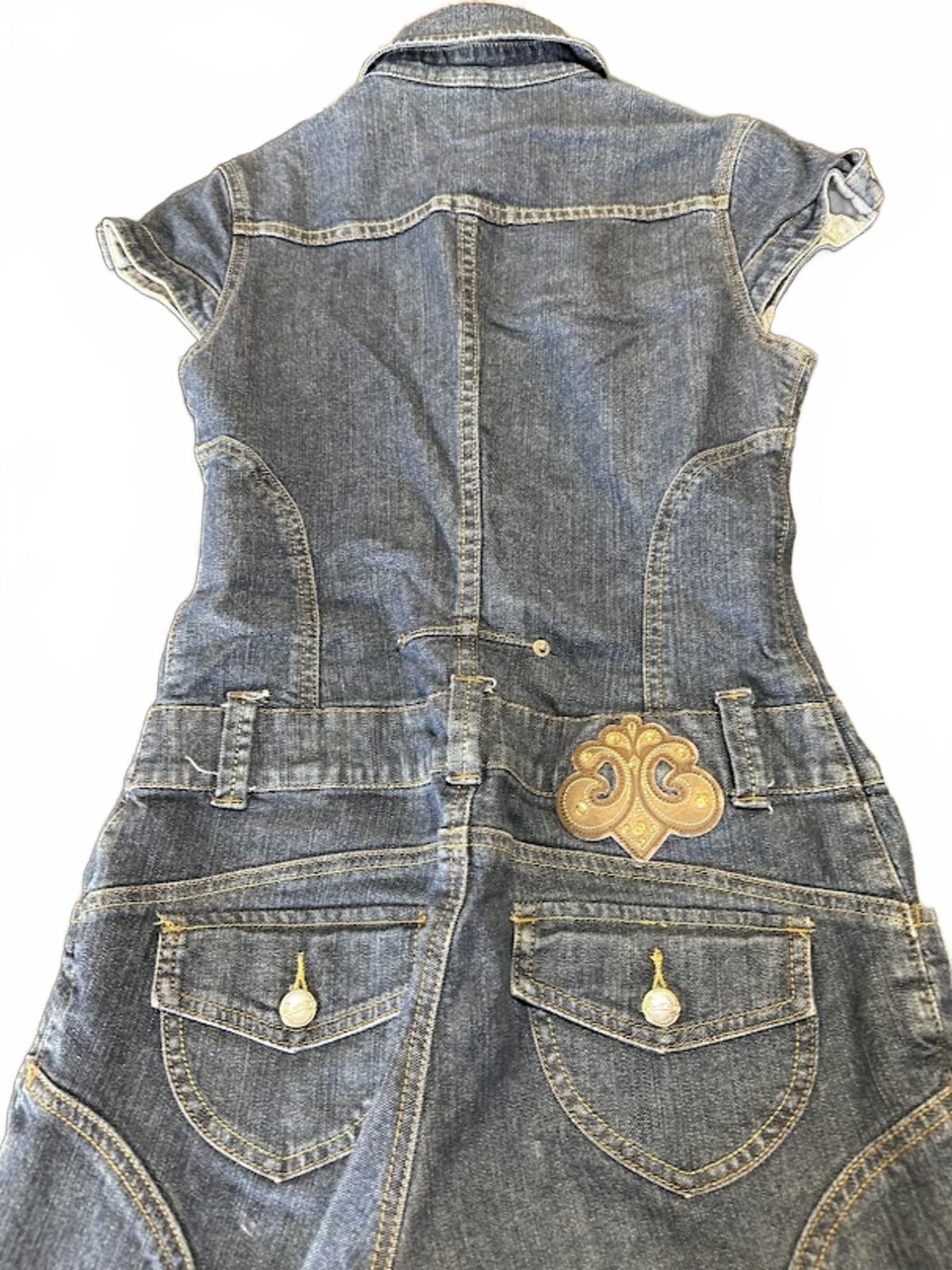Dentan Denim Jumpsuit Shorts Romper Y2K Zip Front