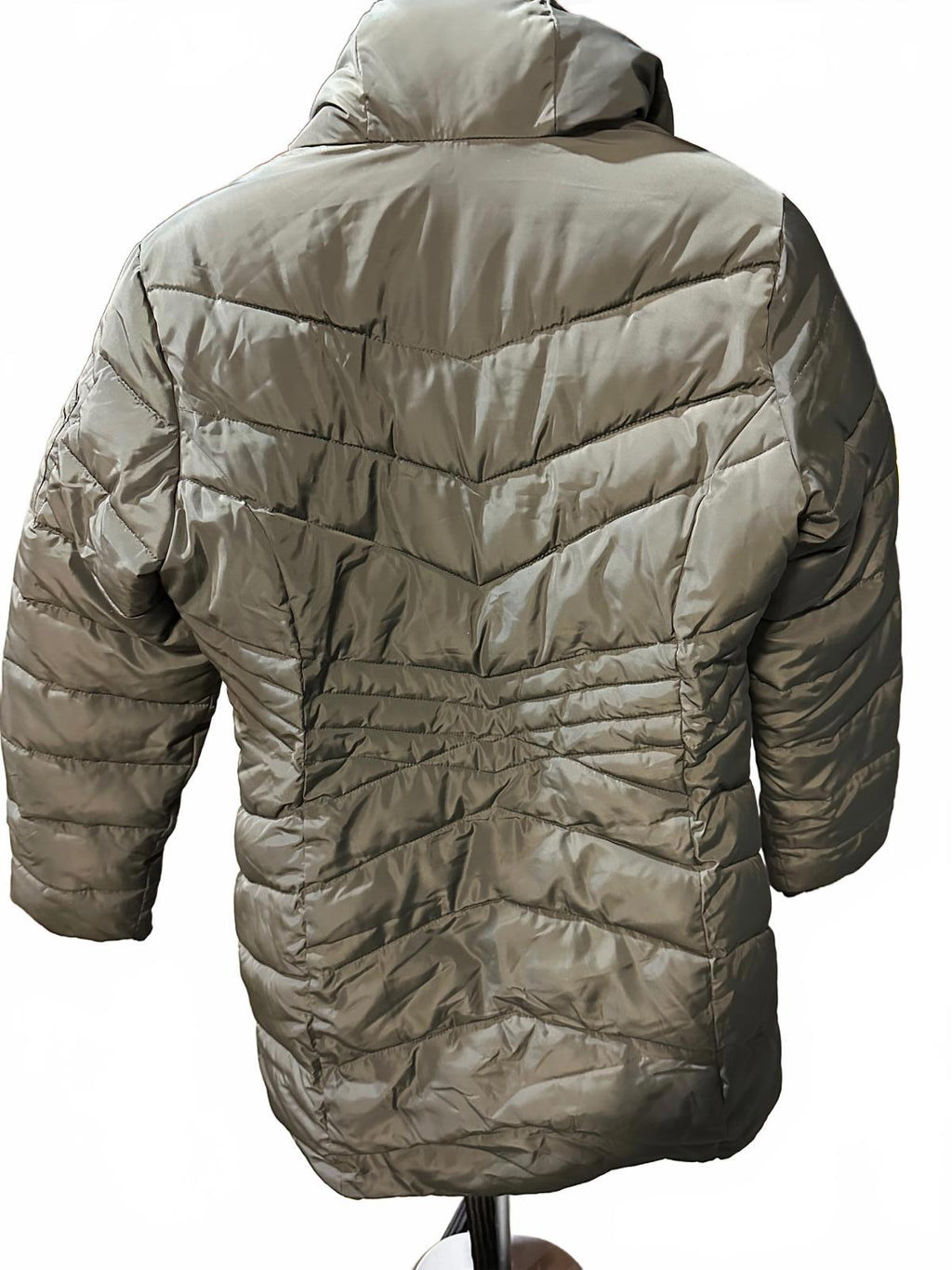 Diesel Women’s Puffer Coat Faux Fur Hood Olive Size 14