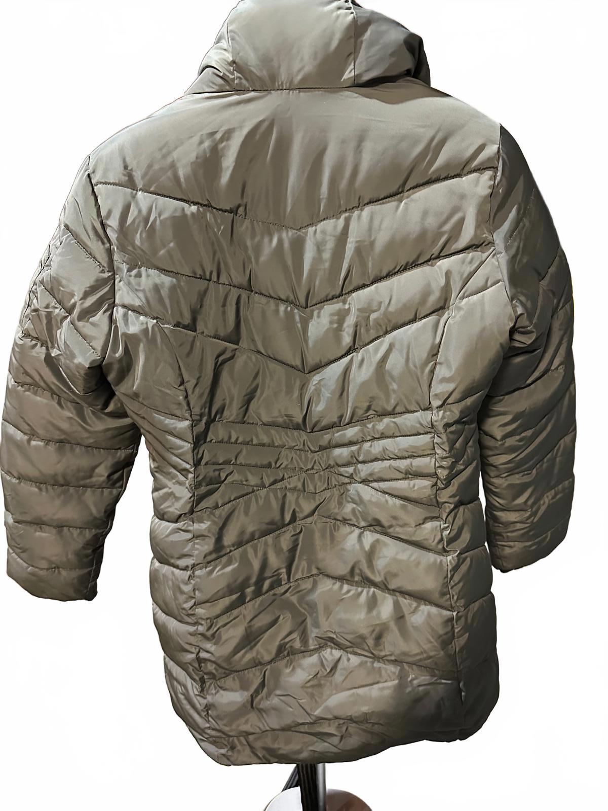 Diesel Women’s Puffer Coat Faux Fur Hood Olive Size 14