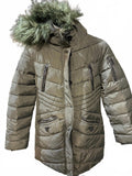 Diesel Women’s Puffer Coat Faux Fur Hood Olive Size 14
