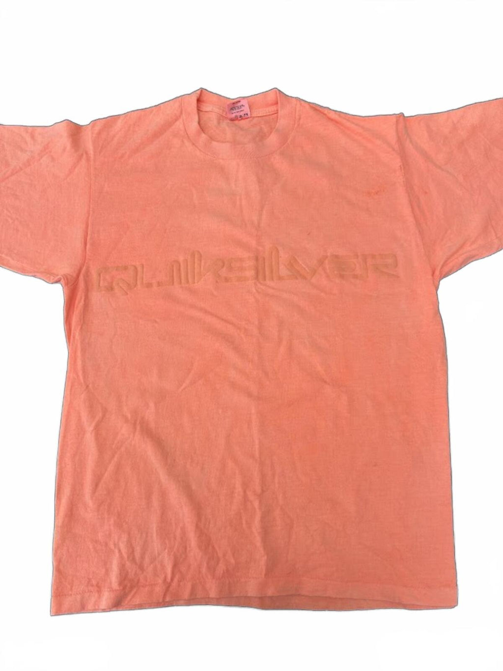 Vtg Quiksilver Embossed Logo Coral  T-Shirt  Made in USA