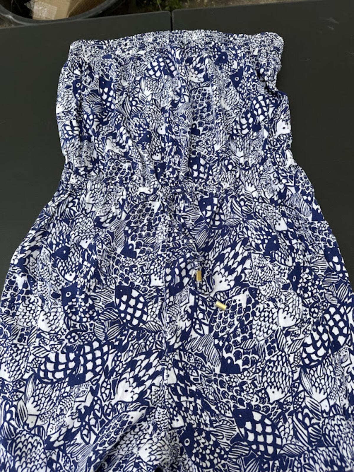 Lilly Pulitzer Strapless Jumpsuit Blue White L