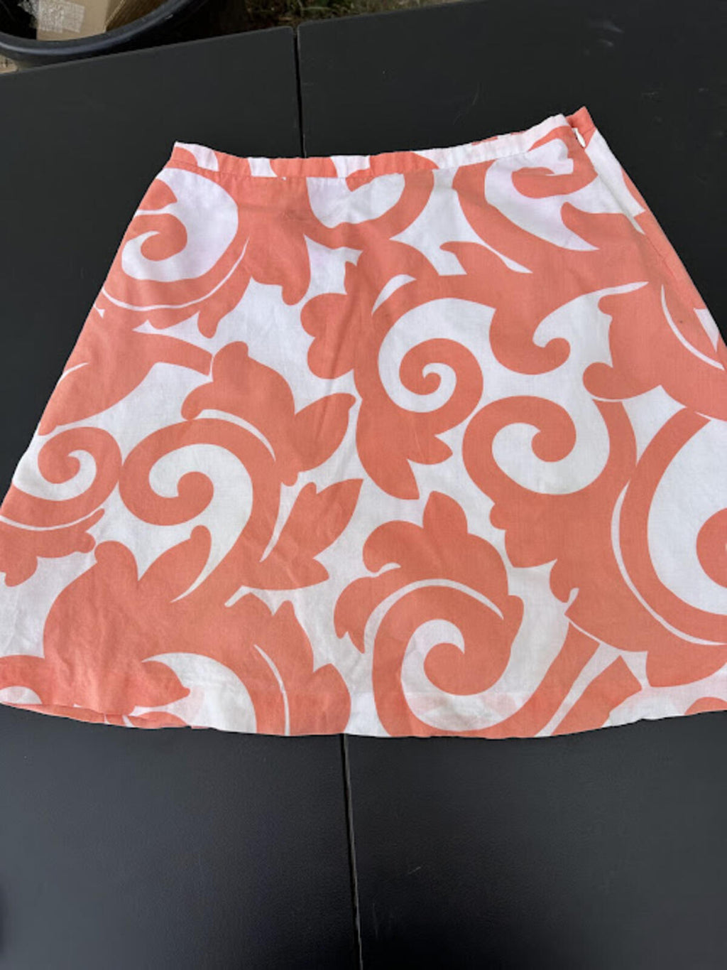 J.Crew Coral White Print A-Line Skirt 6
