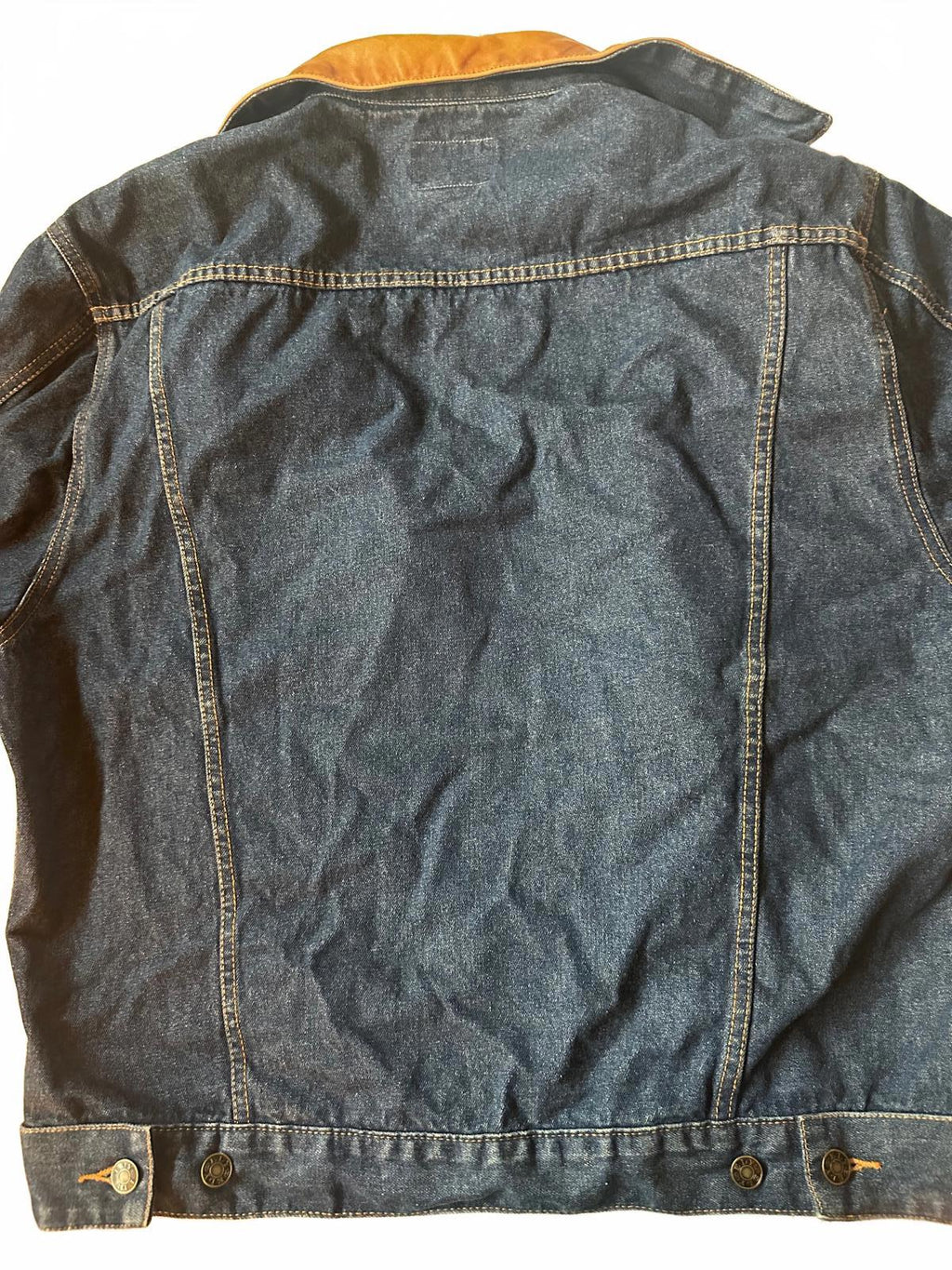 Ely Denim Jacket L Leather-Look Collar Western