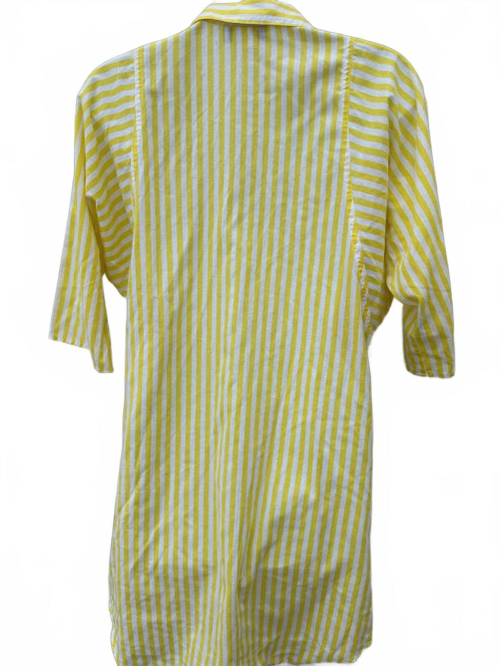 Vintage Cabrais Yellow Stripe Shirt Dress Small