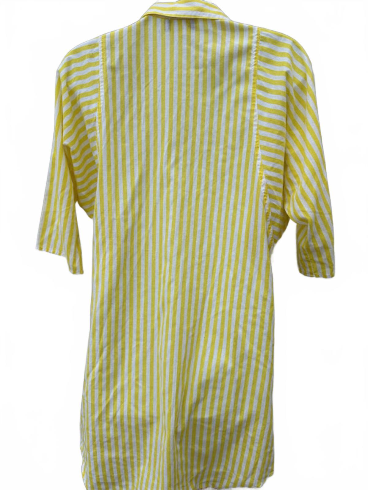 Vintage Cabrais Yellow Stripe Shirt Dress Small