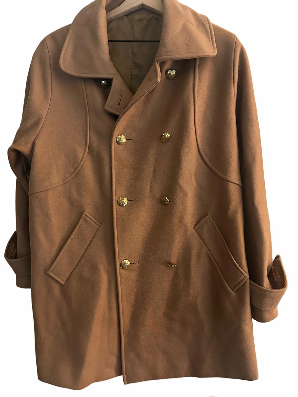 Vintage Women’s Camel Wool Double Breasted Coat L