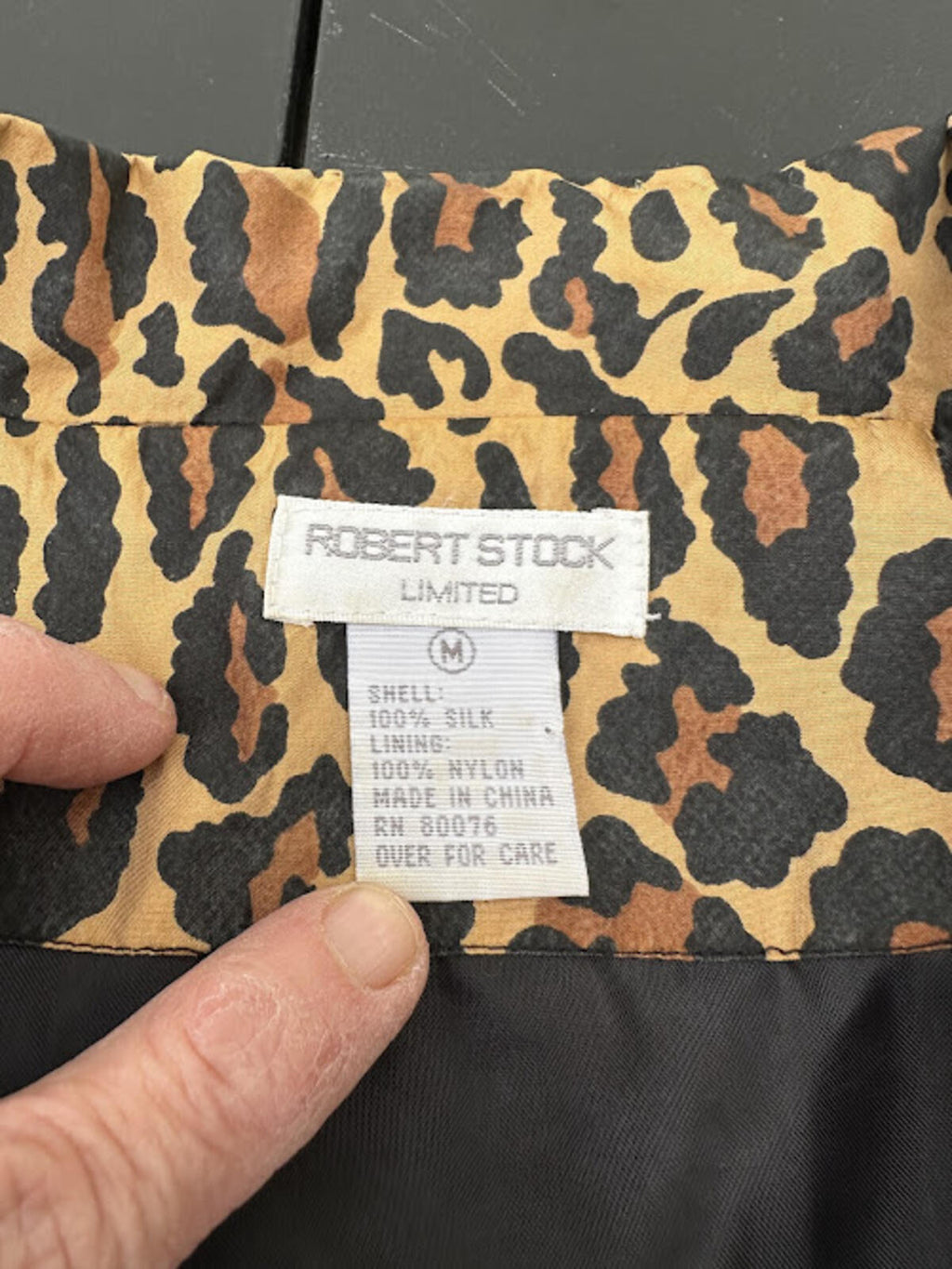Robert Stock Silk Leopard Print Jacket M