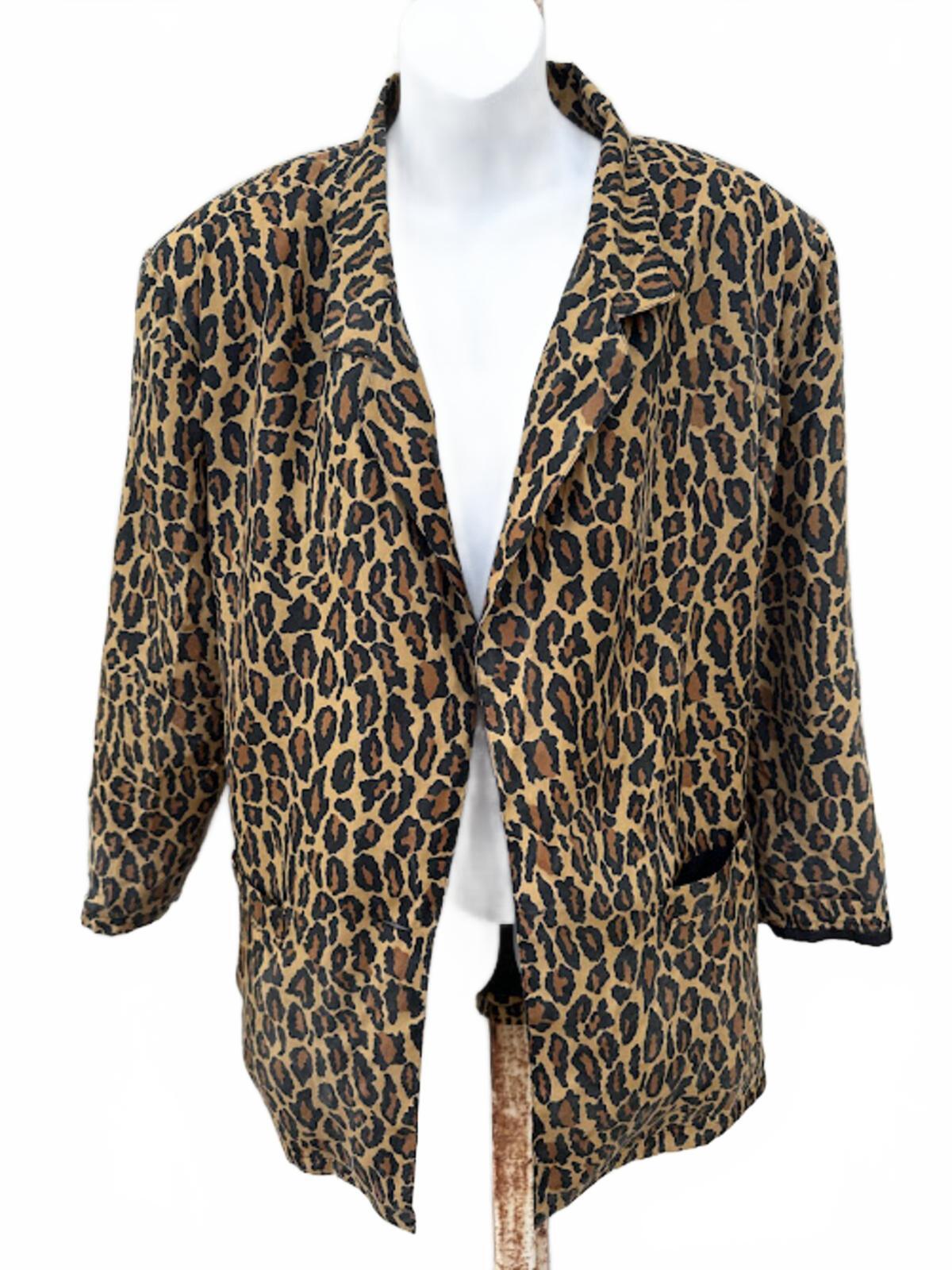 Robert Stock Silk Leopard Print Jacket M