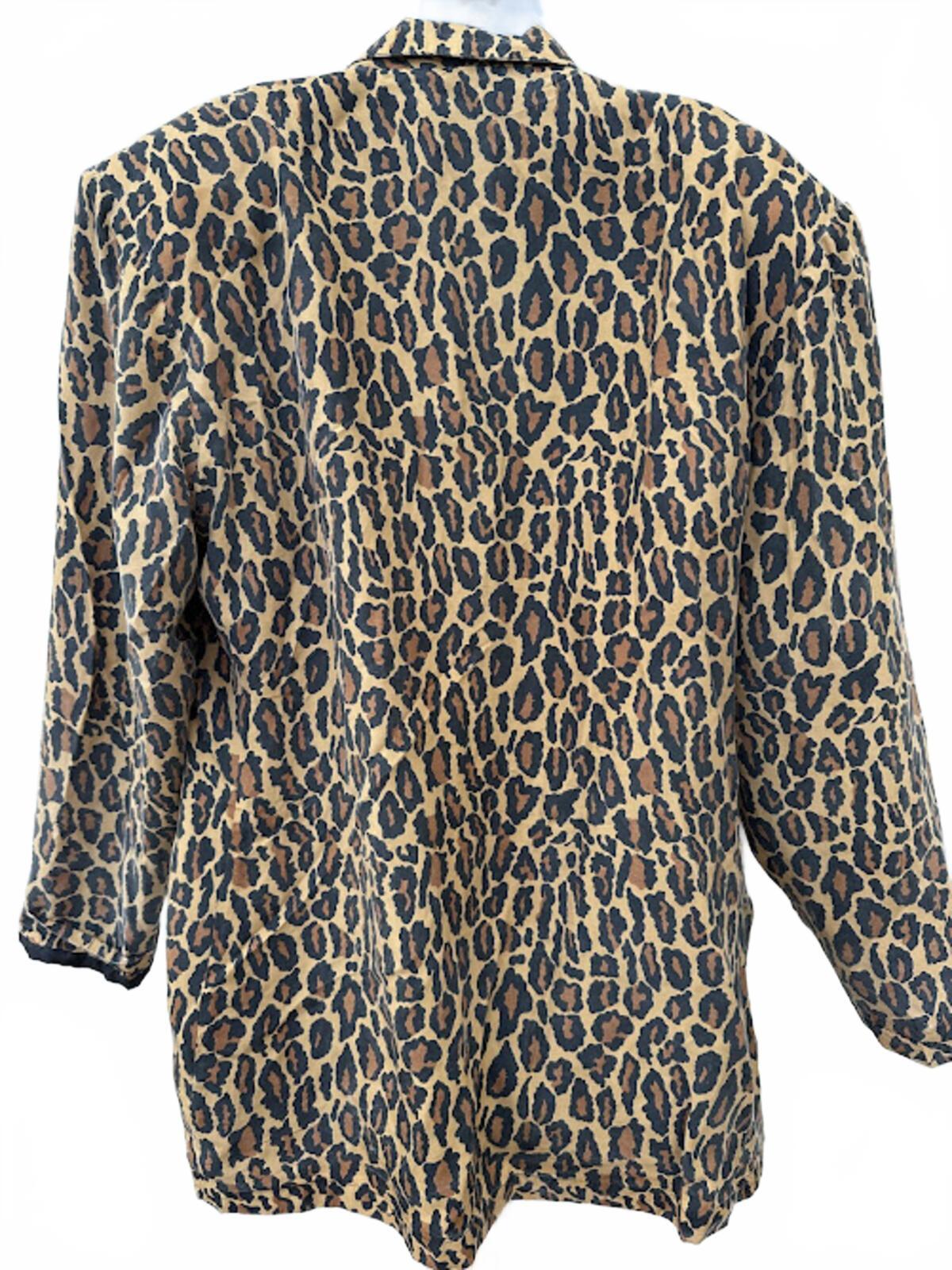 Robert Stock Silk Leopard Print Jacket M