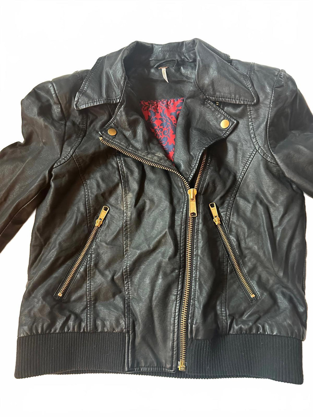 Free People Faux Leather Moto Jacket Black S