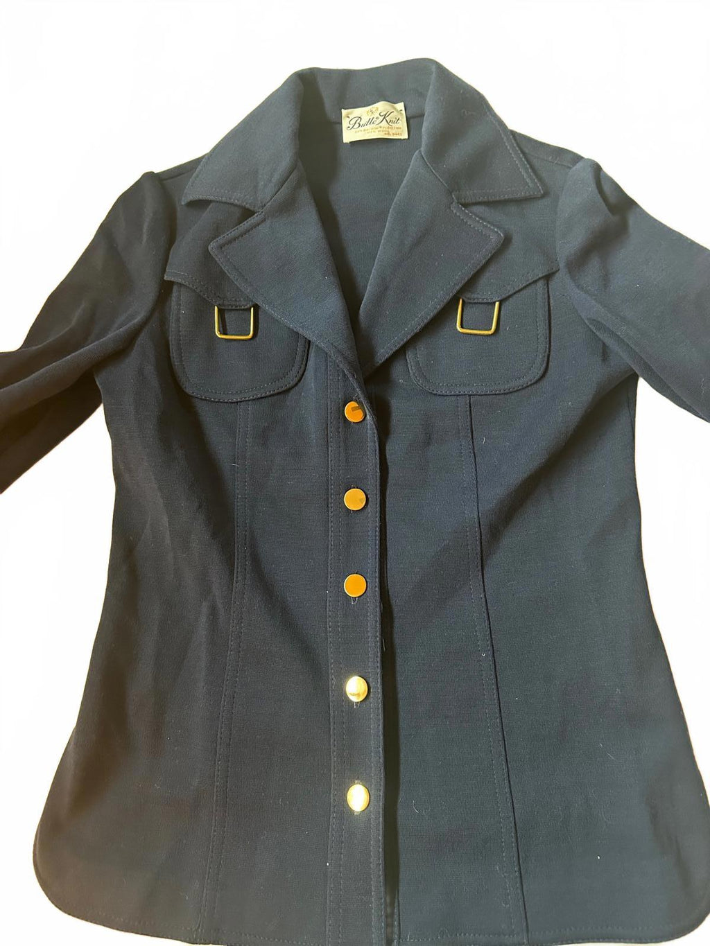 Vintage Butte Knit Navy Belted Jacket Deadstock Size 10