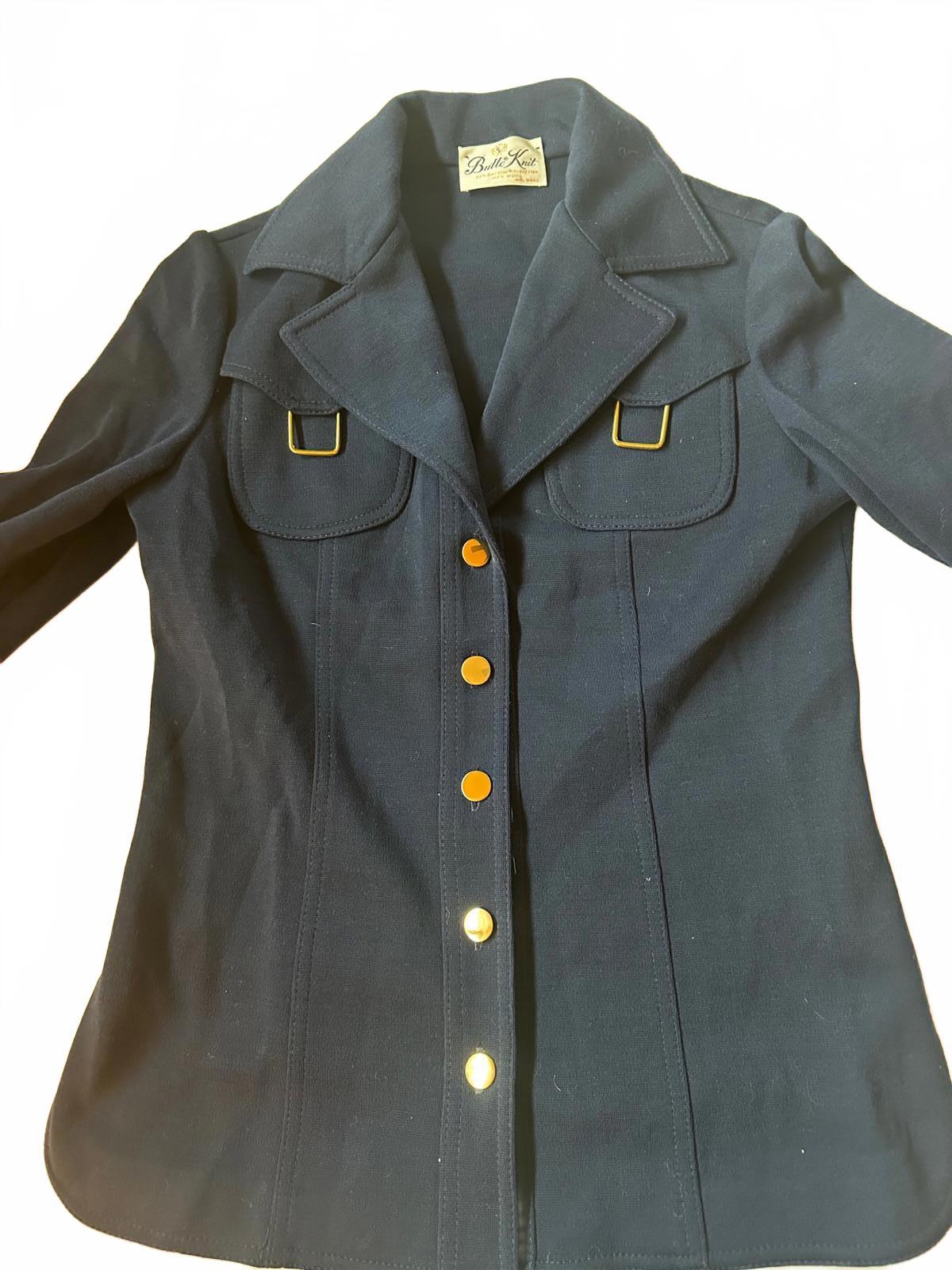 Vintage Butte Knit Navy Belted Jacket Deadstock Size 10