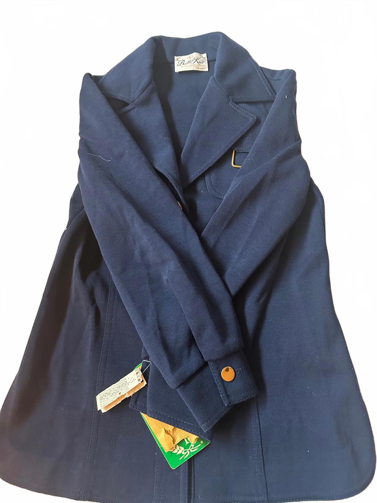 Vintage Butte Knit Navy Belted Jacket Deadstock Size 10