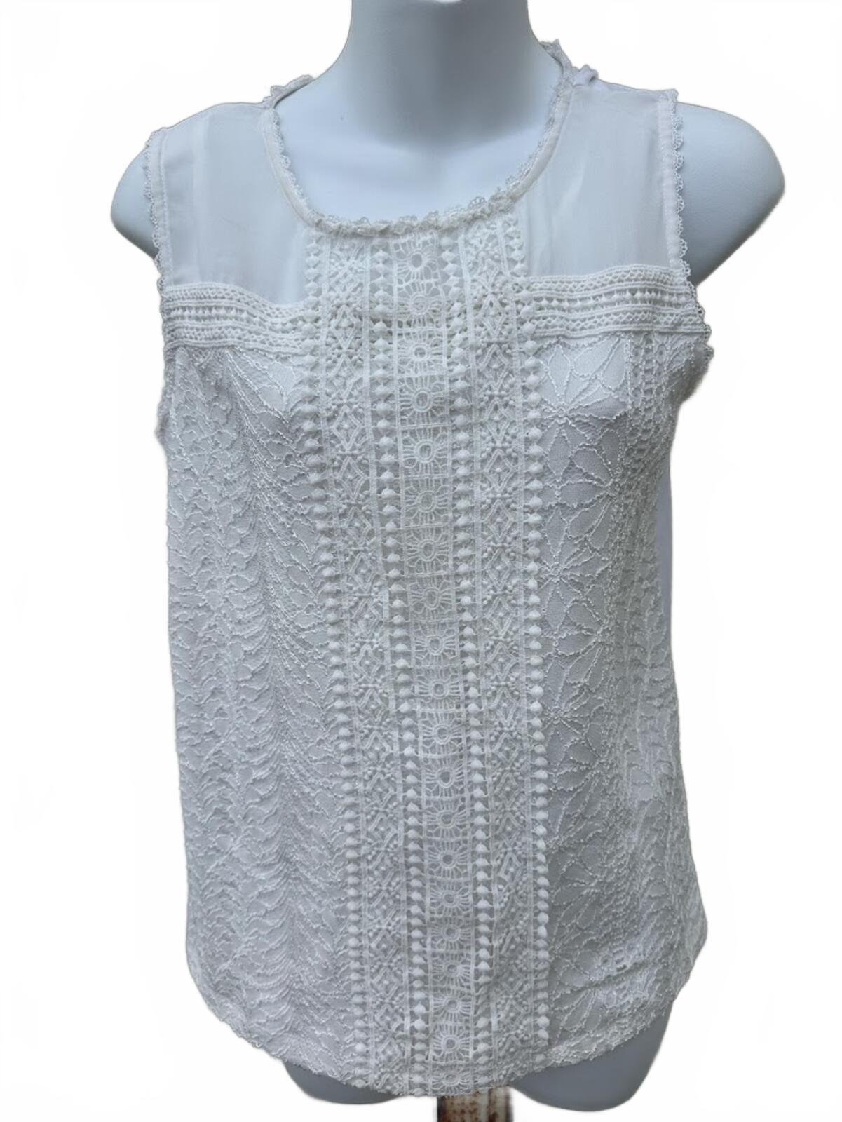Karl Lagerfeld Lace Front Sleeveless Top S