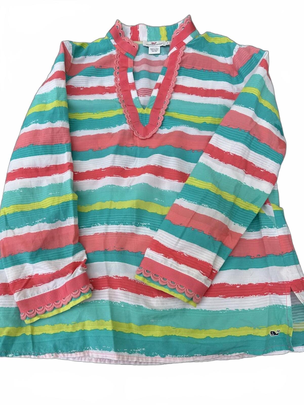 Vineyard Vines Stripe Tunic Top Silk Blend S