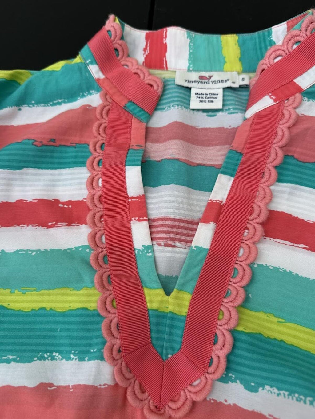 Vineyard Vines Stripe Tunic Top Silk Blend S