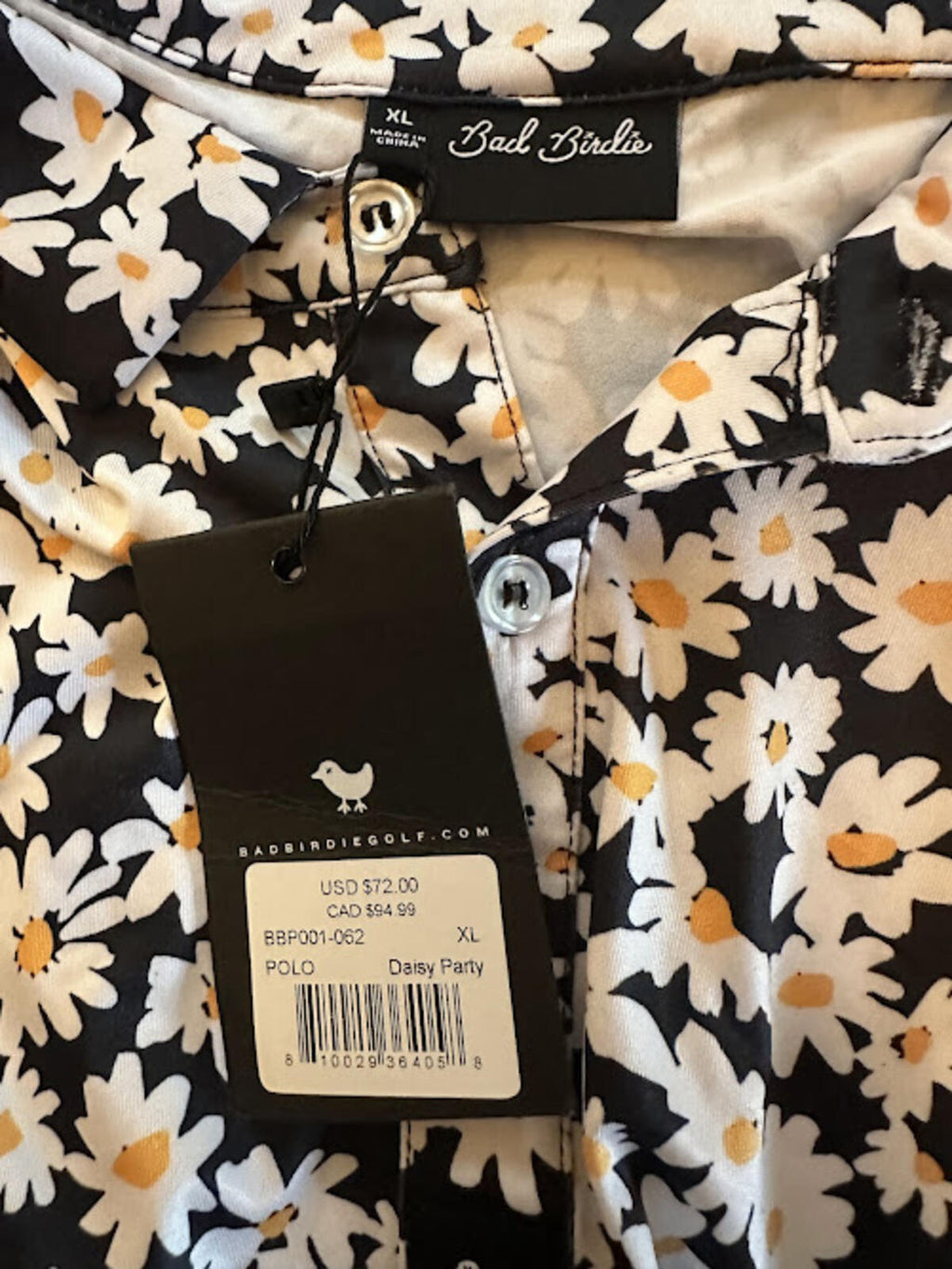 Bad Birdie Daisy Party Golf Polo XL NWT