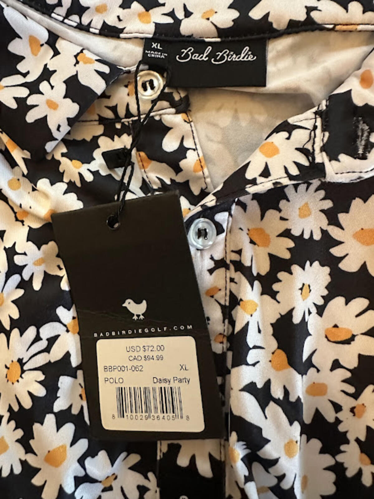 Bad Birdie Daisy Party Golf Polo XL NWT