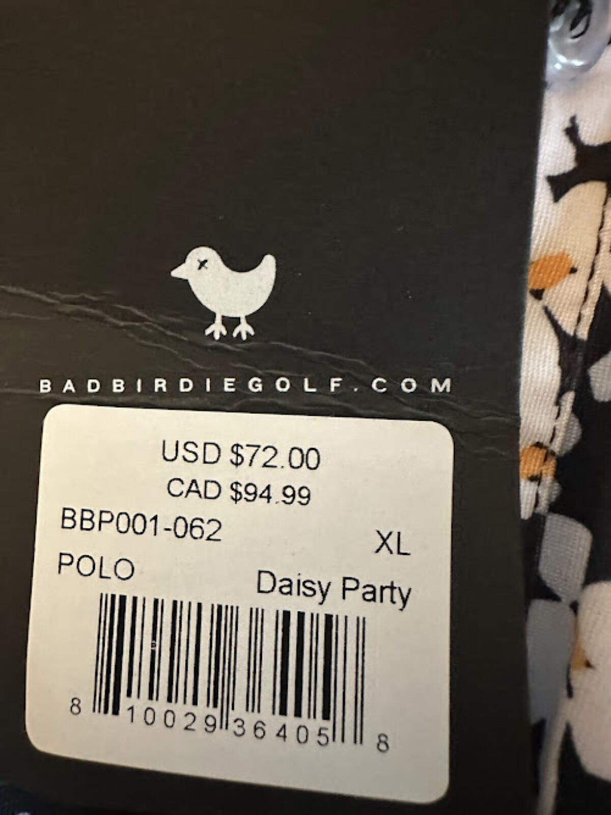 Bad Birdie Daisy Party Golf Polo XL NWT