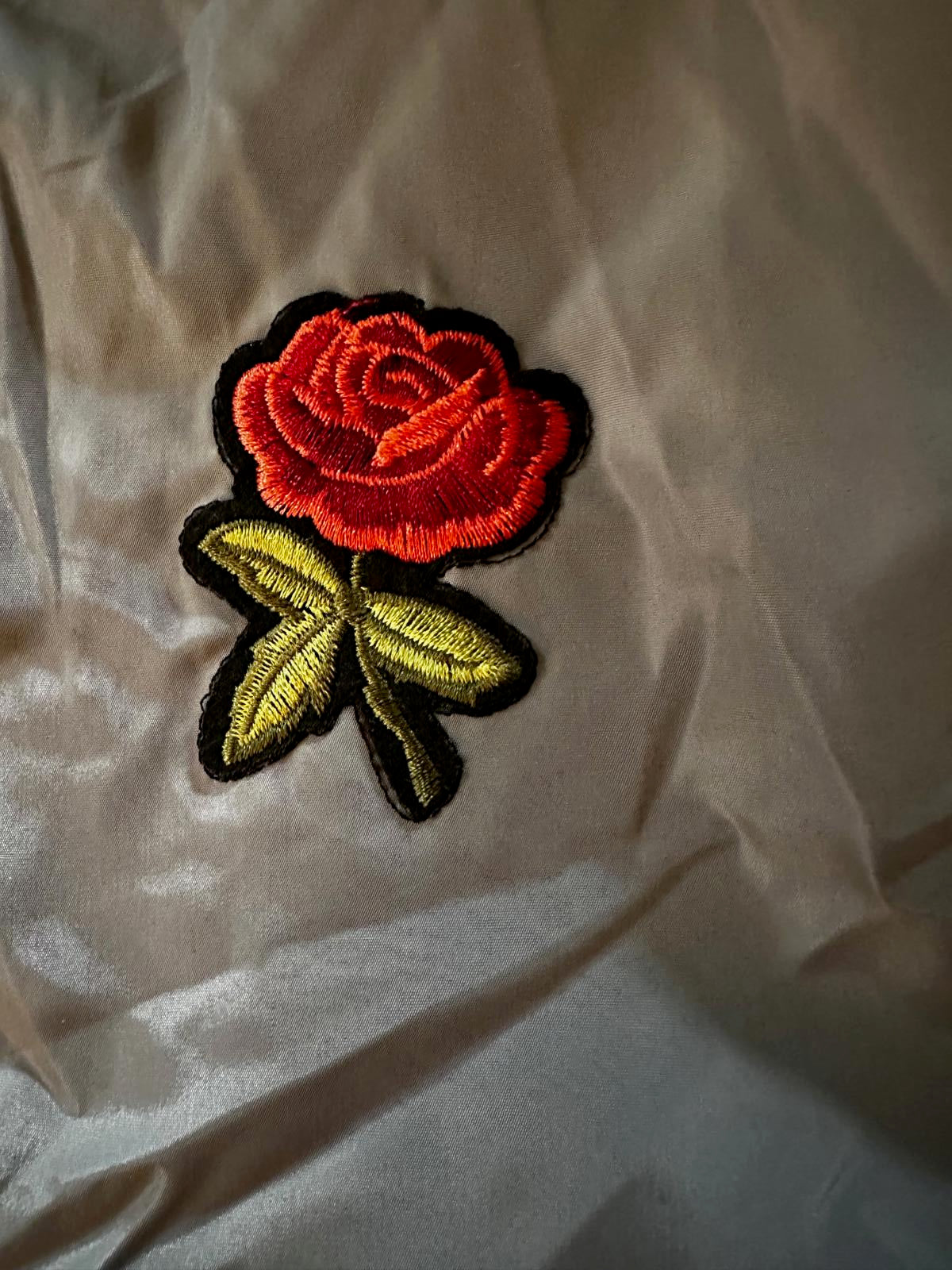 Blank Walls Rose Patch Gray Windbreaker Jacket M