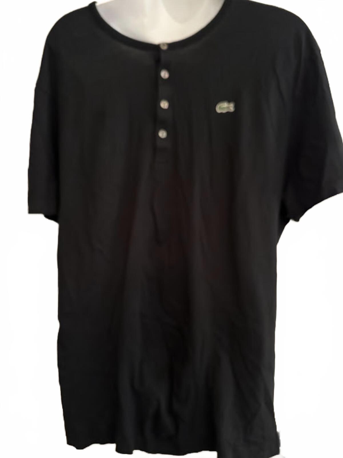 Lacoste Black Henley Tee Pima Cotton Size 8