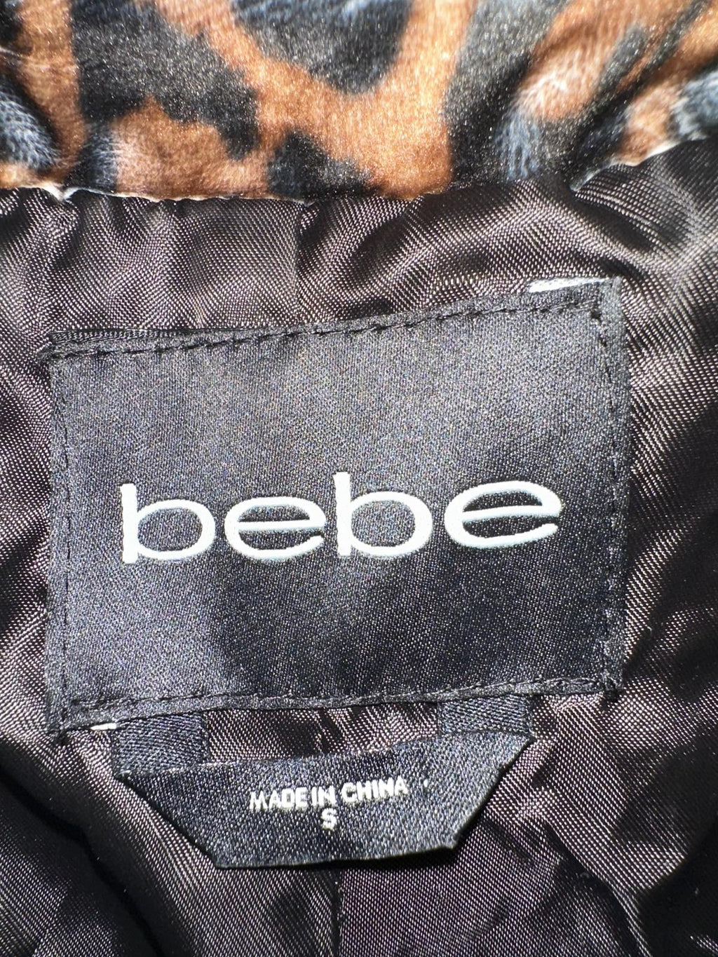 Bebe Leopard Print Zip Jacket XS
