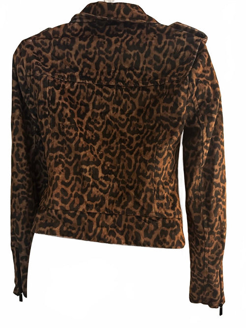 Bebe Leopard Print Zip Jacket XS