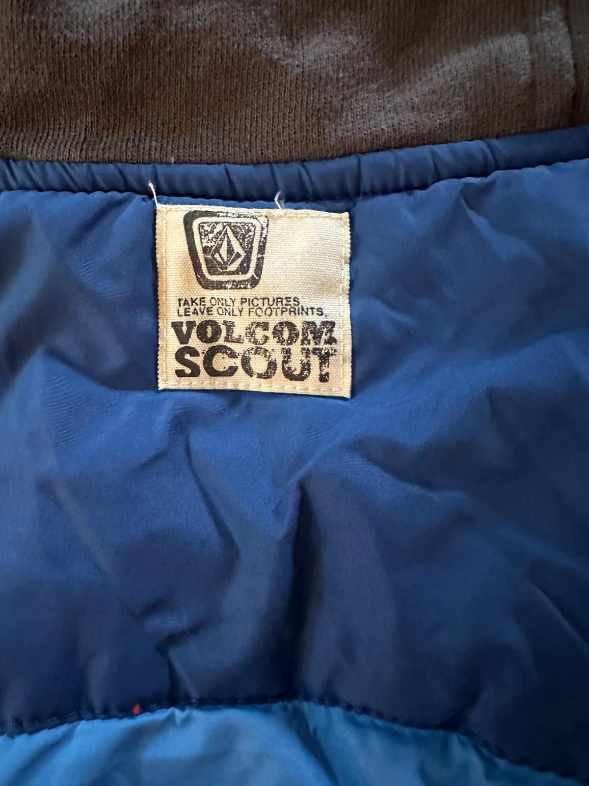 Volcom Quilted Jacket Hoodie Blue Brown Small Y2K