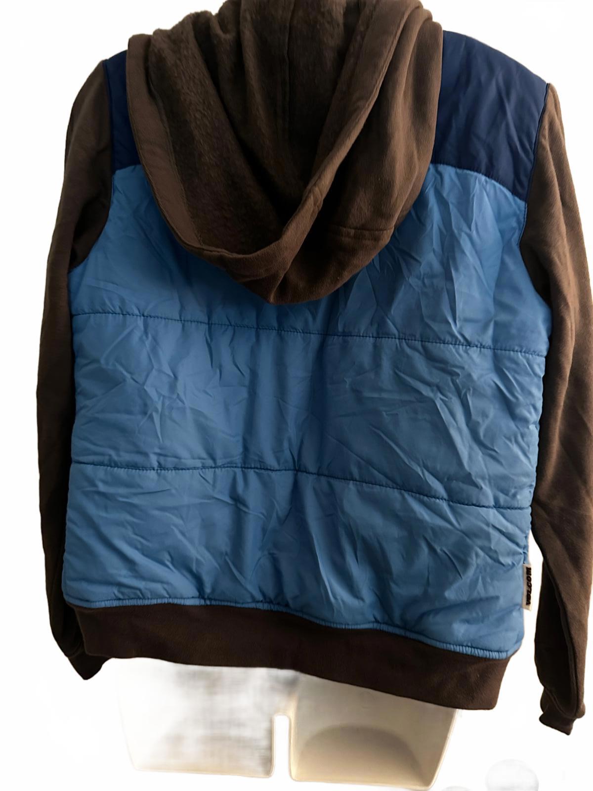 Volcom Quilted Jacket Hoodie Blue Brown Small Y2K