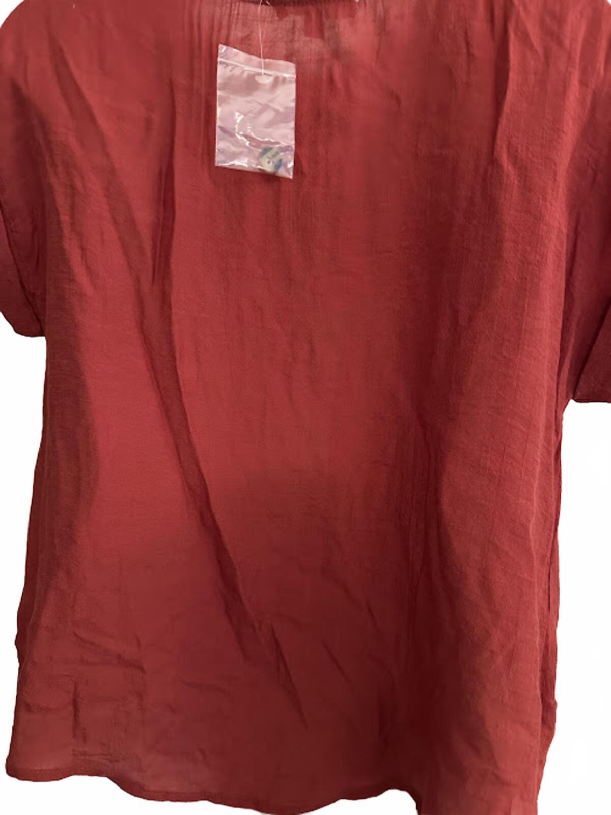 E&M Red/Rust Twist Front Top L NWT