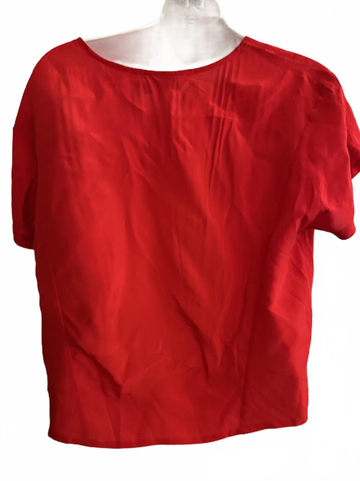 Vintage JRS Red Silk Blouse Hong Kong L