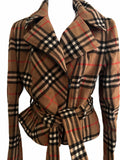 Vintage Georgiou Wool Plaid Belted Jacket Small