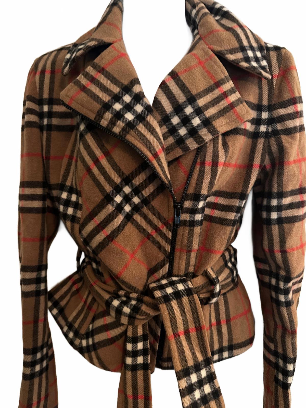 Vintage Georgiou Wool Plaid Belted Jacket Small