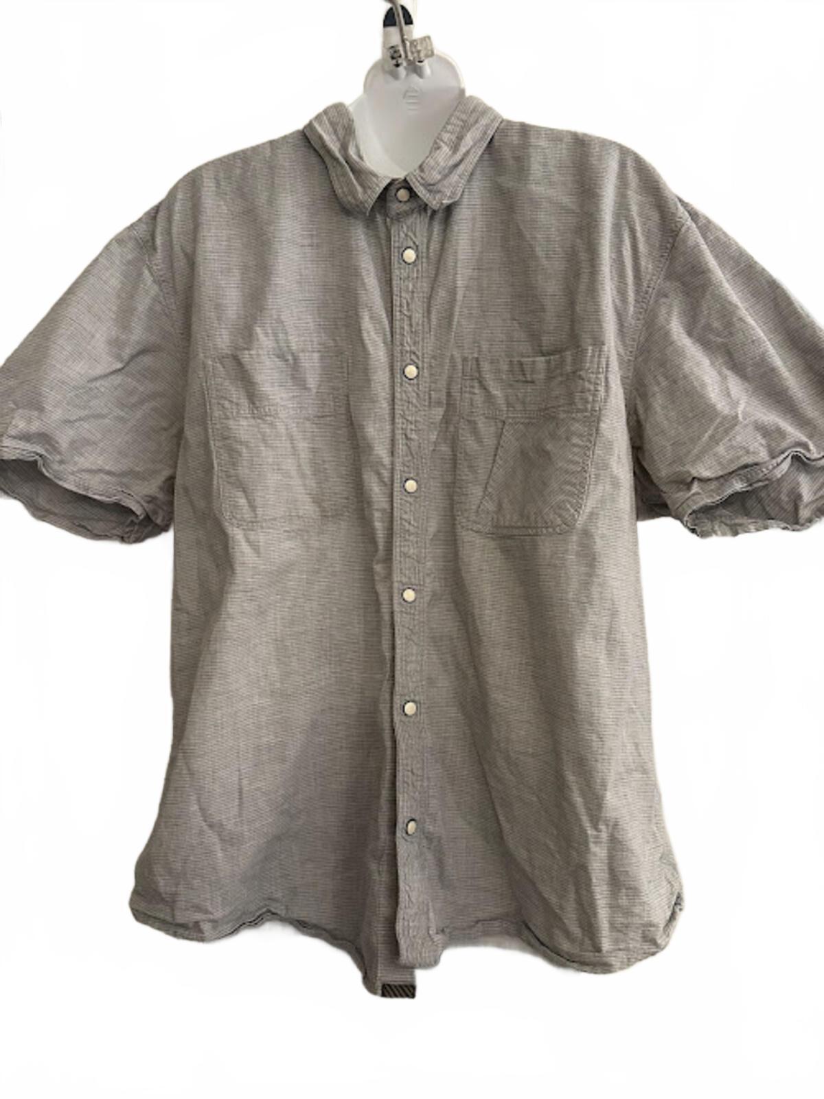 Billy Reid Gray Stripe Short Sleeve Shirt XL