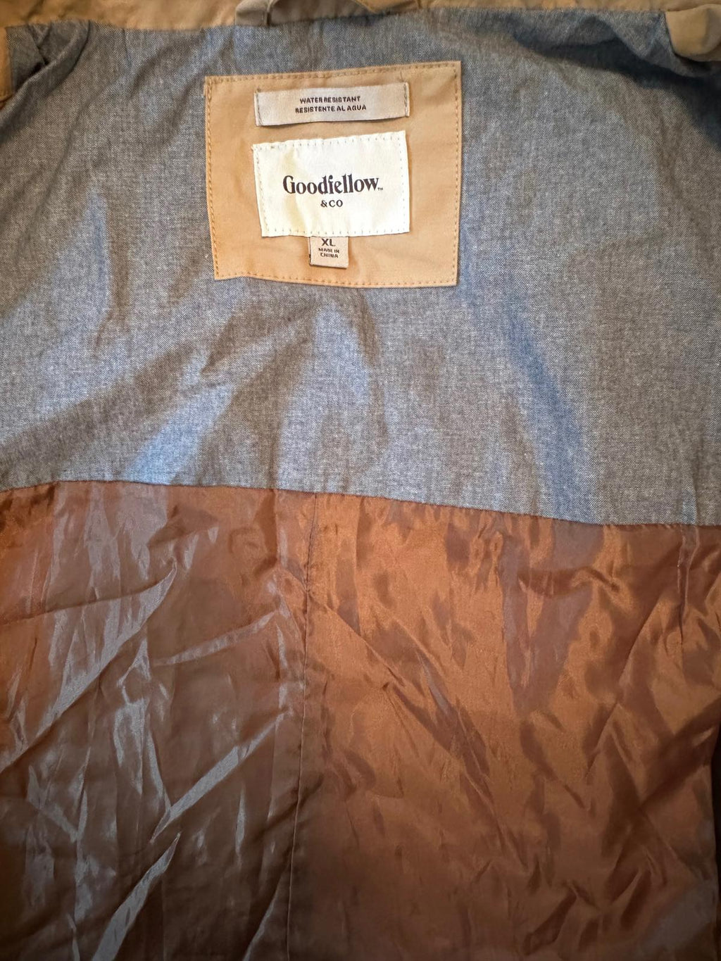 Goodfellow Men’s Tan Trench Coat Belted XL NWT