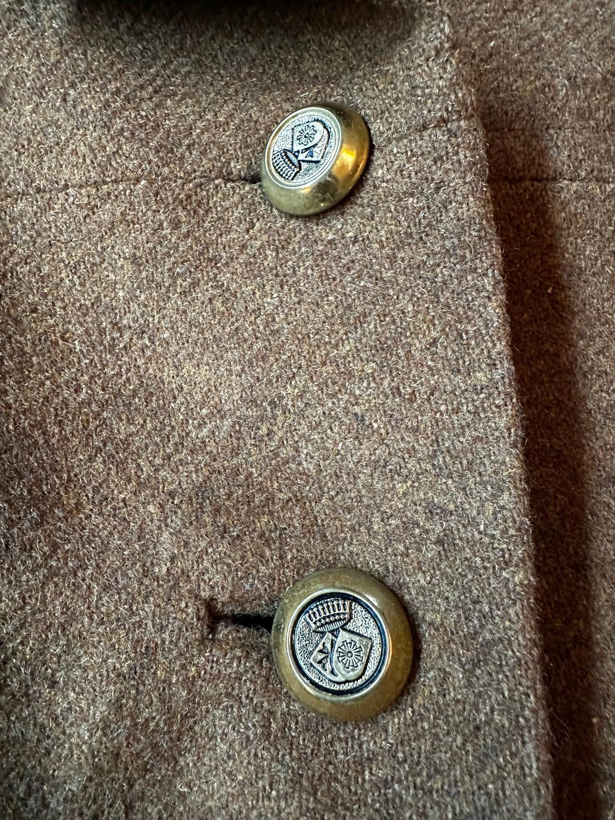 Vintage 70s Camel Wool Belted Coat Ring Buckle