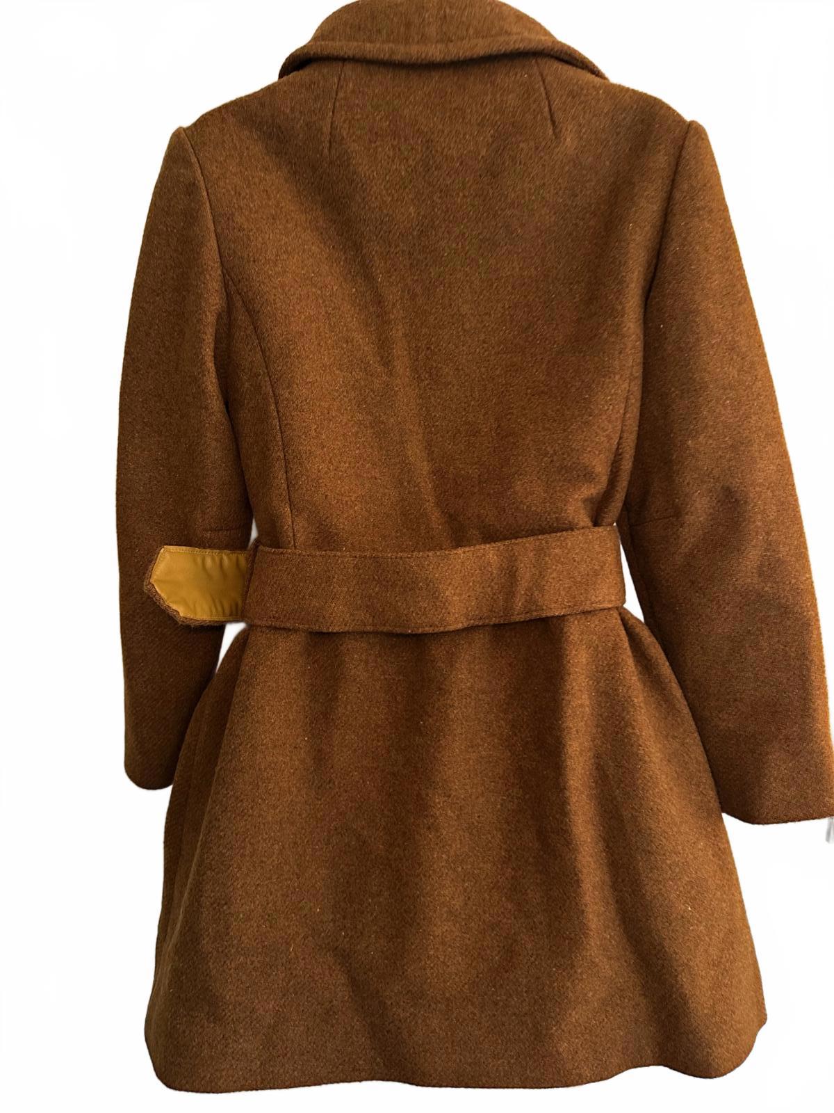Vintage 70s Camel Wool Belted Coat Ring Buckle