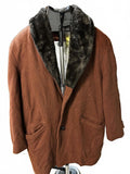 Vintage Van Heusen Shearling Lined Brown Coat 70s  Size 40