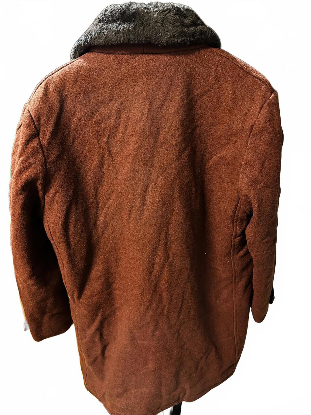 Vintage Van Heusen Shearling Lined Brown Coat 70s  Size 40