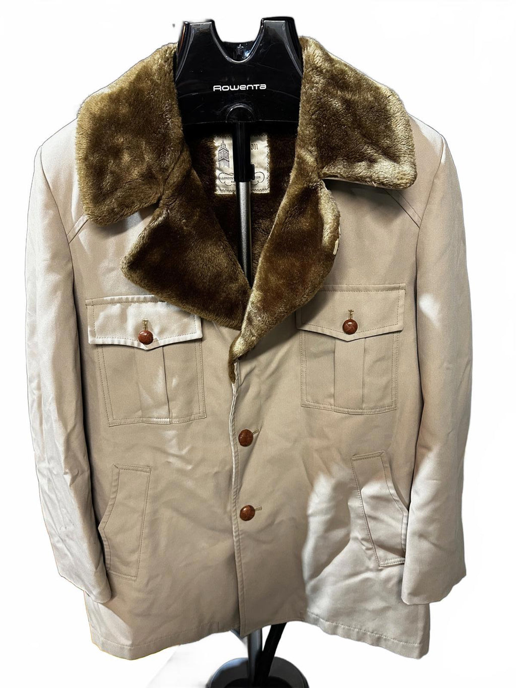 Vintage London Fog Storm Coat Shearling Collar L
