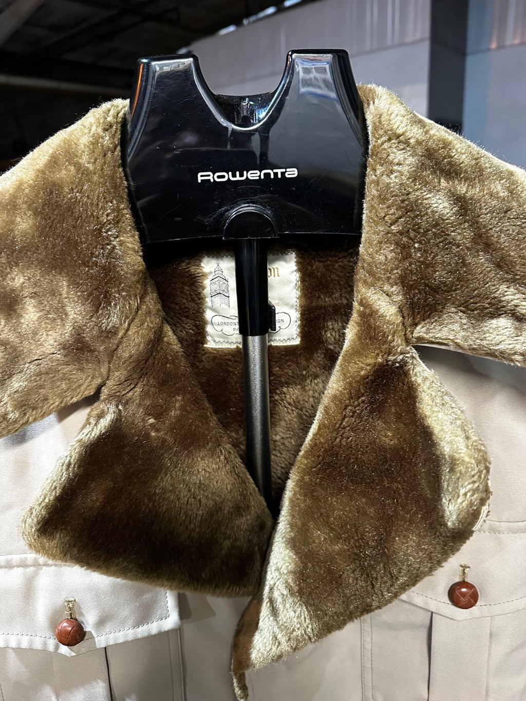 Vintage London Fog Storm Coat Shearling Collar L