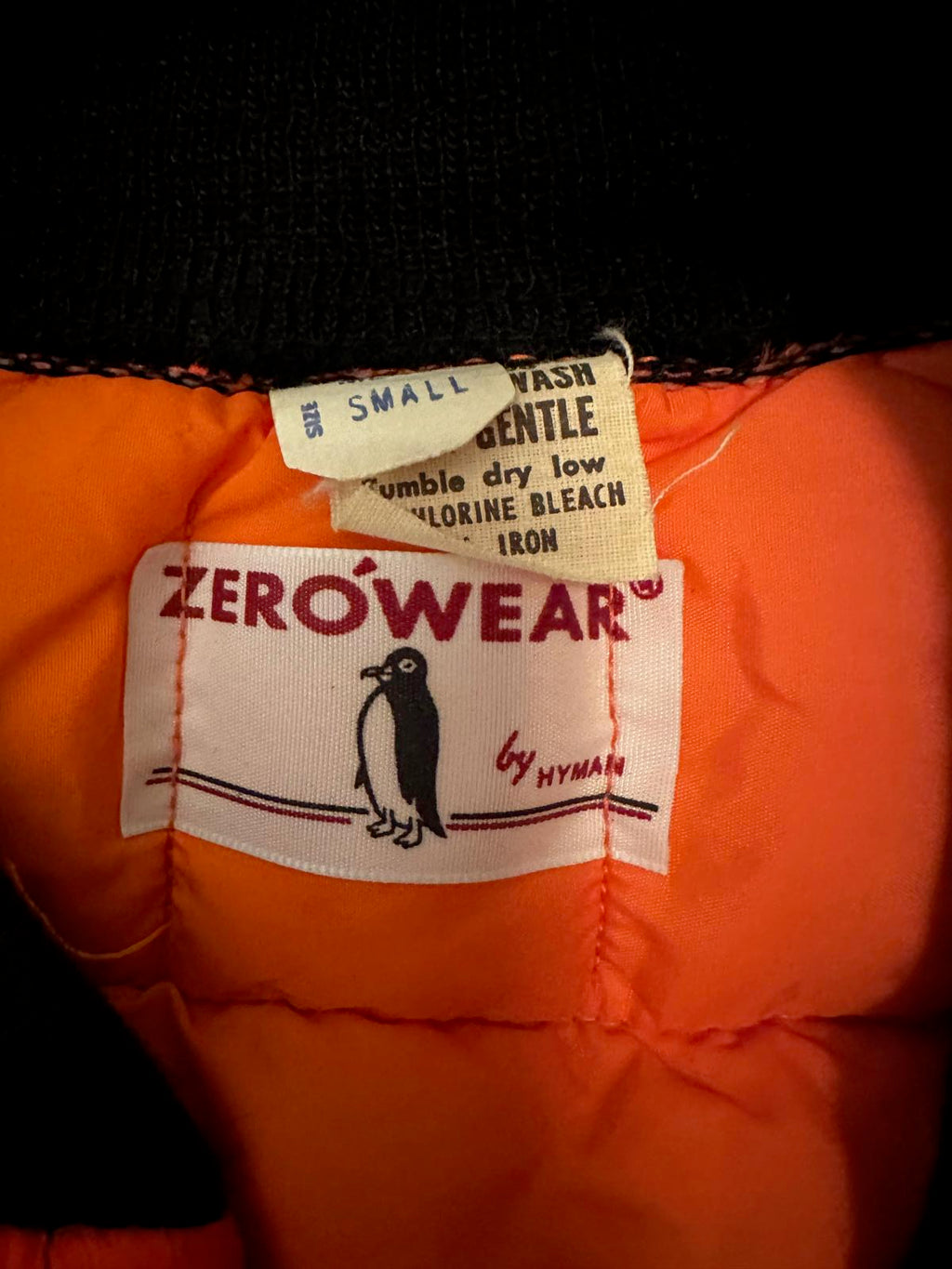 Vintage ZeroWear Quilted Blaze Orange Vest USA Small