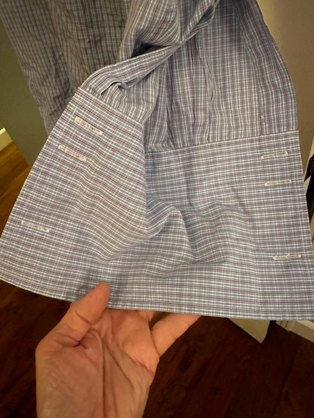 Thomas Pink French Cuff Dress Shirt Blue Check Large