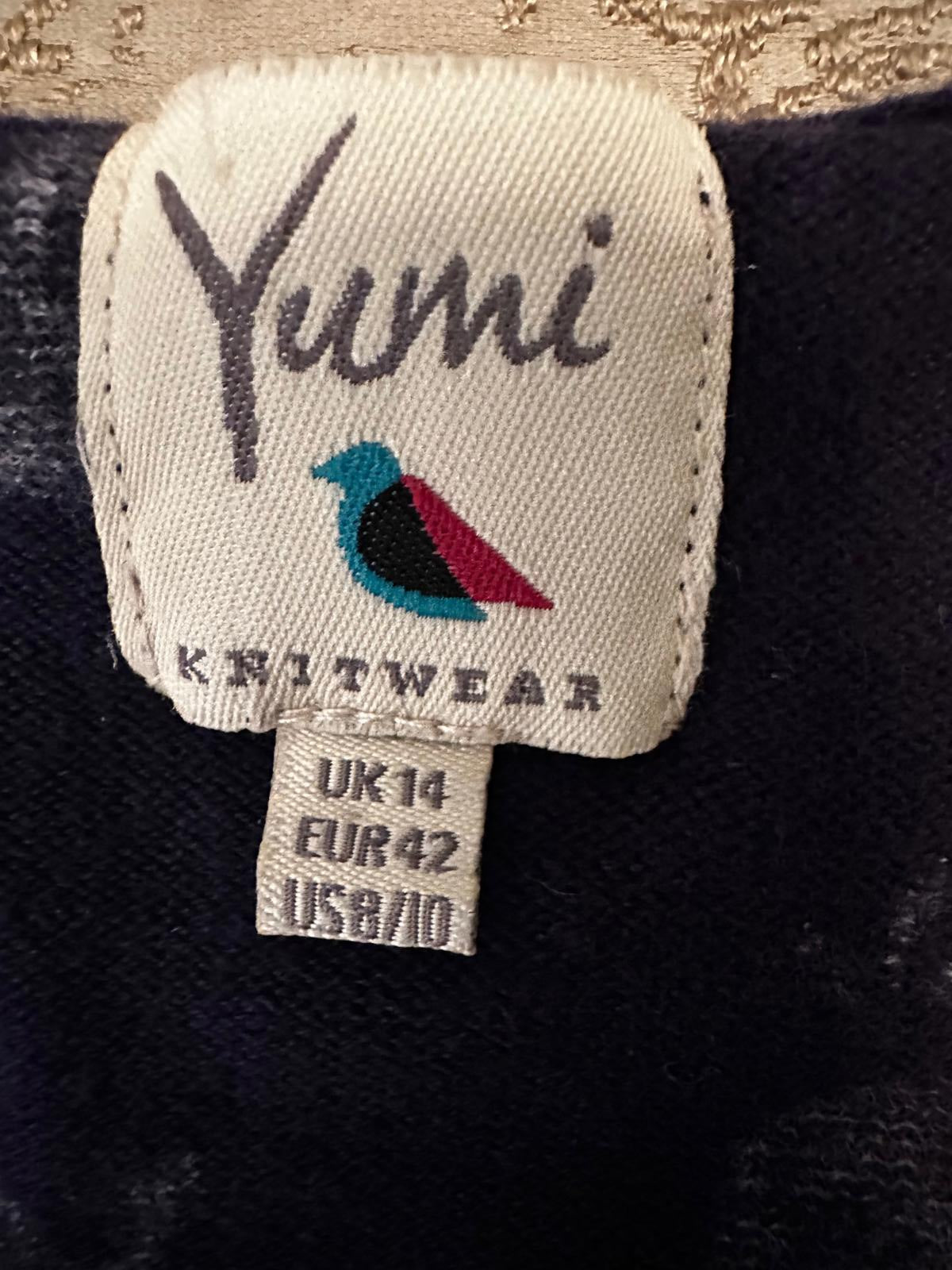 Yumi Whale Print Cardigan Navy Cotton Women’s Small
