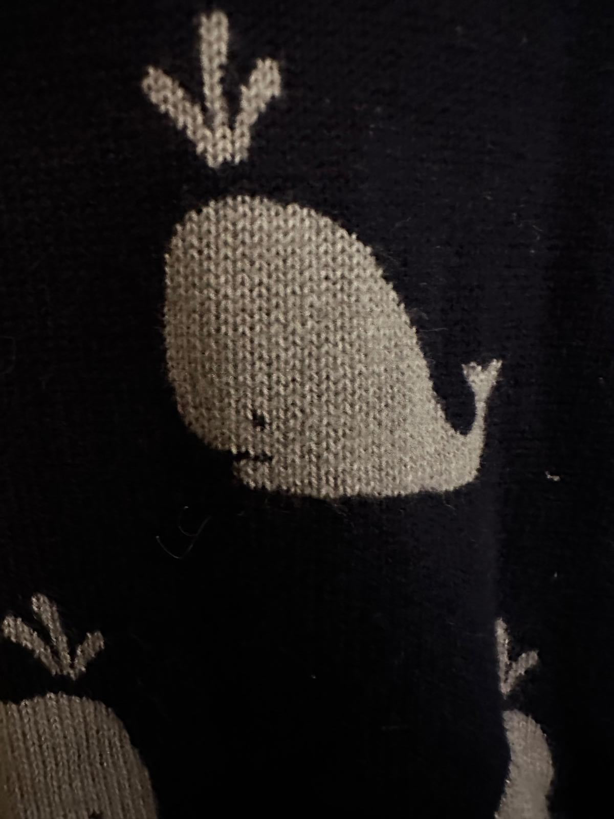 Yumi Whale Print Cardigan Navy Cotton Women’s Small